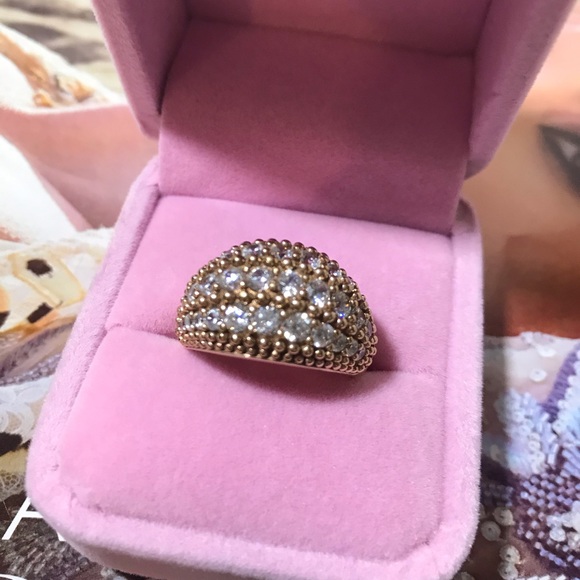 πΊSOLDπΊFab Cocktail Ring Gold, 925 Silver sz 7.5 - Picture 6 of 6